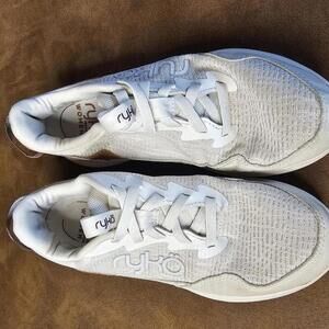 Ryka Women's White Sneakers with Brown and Maroon Accents